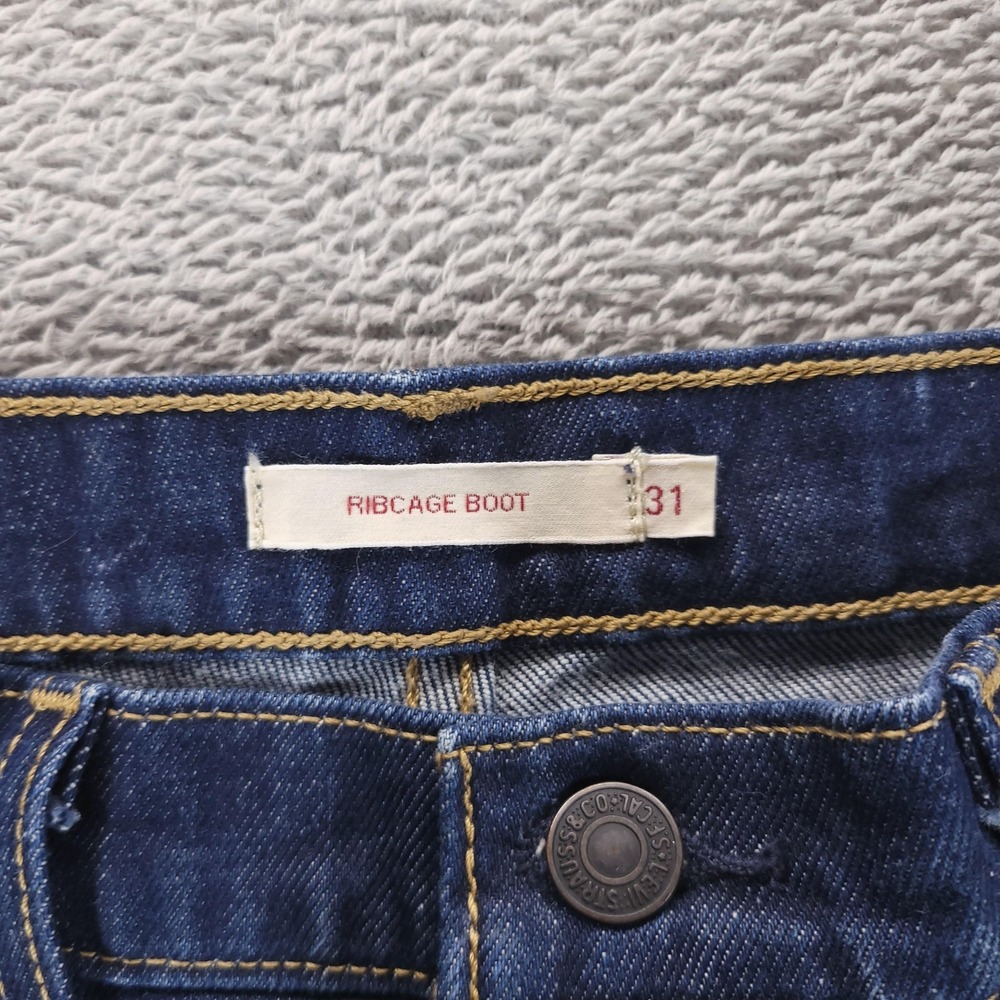 Levis Jeans Womens 31 Blue Ribcage Bootcut High Rise Button Fly Stretch - Picture 5 of 11